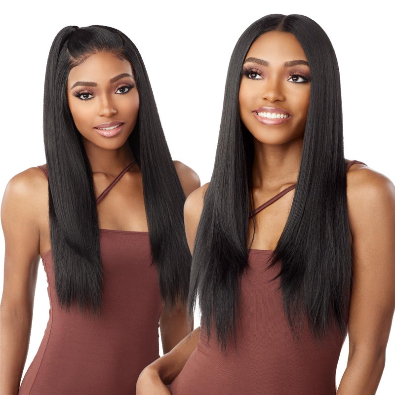 Sensationnel What Lace 13X6 Wigs  Mariella 26 Inch Human Hair Blend Lacefrontal Glueless Synthetic With Natural Density Preplucked Hairline 2 DARKBROWN